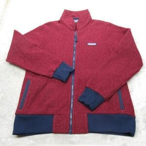 Patagonia Wollyester Fleece Jacket Womens Medium Maroon Full Zip Navy Soft Wool